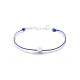 Elsa Lee Paris Clear Spirit bracelet, with close set Cubic Zirconia on blue cotton waxed lace and silver chain