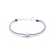 Bracelet Clear Spirit Elsa Lee Paris, oxyde de Zirconium serti clos sur cordon ciré bleu et chaîne en argent 