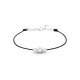 Bracelet cordon noir et 3 pierres en sertis clos en argent par Elsa Lee Paris 