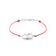 Bracelet Clear Spirit Elsa Lee Paris, motif entrelacé en argent avec 5 oxydes de Zirconium, cordon ciré rouge 