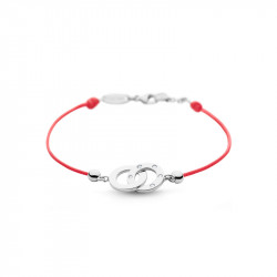 Bracelet Clear Spirit Elsa Lee Paris, motif entrelacé en argent avec 5 oxydes de Zirconium, cordon ciré rouge 