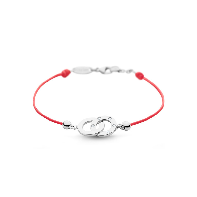 Bracelet fille 10 ans argent cordon rouge et chien - Luxury Code