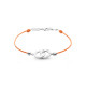 Bracelet Clear Spirit Elsa Lee Paris, motif entrelacé en argent avec 5 oxydes de Zirconium, cordon ciré orange 
