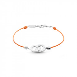 Bracelet Clear Spirit Elsa Lee Paris, motif entrelacé en argent avec 5 oxydes de Zirconium, cordon ciré orange 