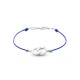Bracelet Clear Spirit Elsa Lee Paris, motif entrelacé en argent avec 5 oxydes de Zirconium, cordon ciré bleu