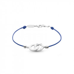 Bracelet Clear Spirit Elsa Lee Paris, motif entrelacé en argent avec 5 oxydes de Zirconium, cordon ciré bleu