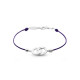 Bracelet Clear Spirit Elsa Lee Paris, motif entrelacé en argent avec 5 oxydes de Zirconium, cordon ciré violet