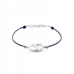 Bracelet Clear Spirit Elsa Lee Paris, motif entrelacé en argent avec 5 oxydes de Zirconium, cordon ciré violet