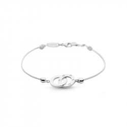 Bracelet Clear Spirit Elsa Lee Paris, motif entrelacé en argent avec 5 oxydes de Zirconium, cordon ciré blanc