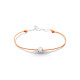 Bracelet Clear Spirit Elsa Lee Paris, oxyde de Zirconium serti clos sur cordon ciré orange et chaîne en argent 