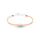 Elsa Lee Paris Clear Spirit bracelet, with close set Cubic Zirconia on an orange cotton waxed lace and silver chain
