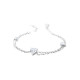 Elsa Lee Paris sterling silver 2 chains bracelet, with 3 heart shaped Cubic Zirconia