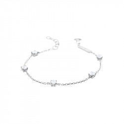 Bracelet Elsa Lee Paris, collection Tradition, chaîne en argent et 5 oxydes de Zirconium blancs