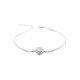 Elsa Lee Paris fine 925 sterling silver bracelet with one diamond cut Cubic Zirconia centerpiece surrounded by clear Cubic Zirco