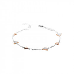 Bracelet Elsa Lee Paris, collection Tendance, chaîne en argent et motifs triangles rhodiés rose avec oxydes de Zirconium blancs