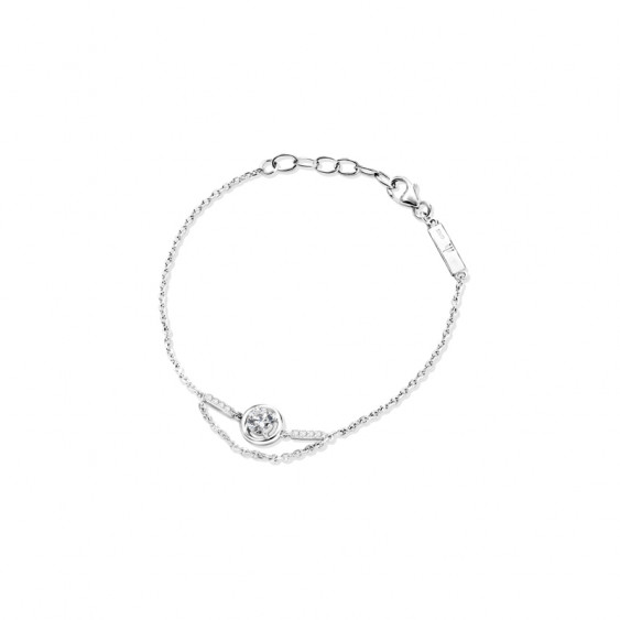 Elsa Lee Paris fine 925 sterling silver bracelet with 1 Cubic Zirconium 5mm and 8 small clear Zirconium