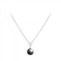 Collier Elsa Lee Paris, collection Perles Gris Chic en argent massif et perle grise
