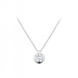 Elsa Lee Paris sterling silver necklace - one close set diamond cut Cubic Zirconia 