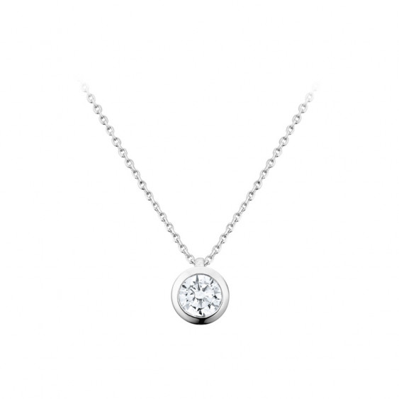 Elsa Lee Paris sterling silver necklace - one close set diamond cut Cubic Zirconia 