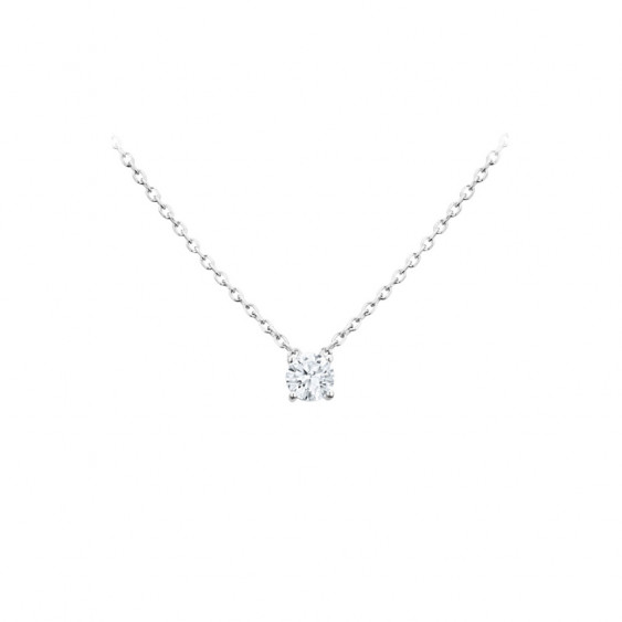 Elsa Lee Paris sterling silver necklace - one claws set diamond cut Cubic Zirconia 