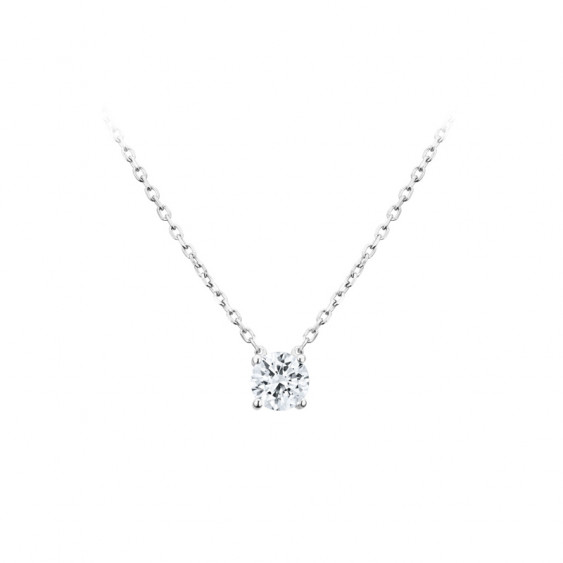 Elsa Lee Paris sterling silver necklace - one claws set diamond cut Cubic Zirconia 