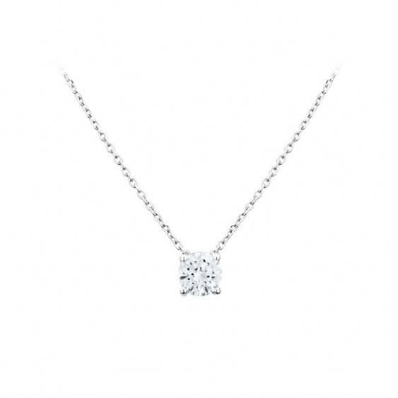 Elsa Lee Paris sterling silver necklace - one claws set diamond cut Cubic Zirconia 