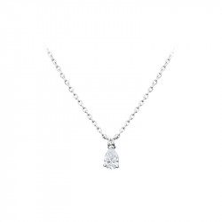 Collier Elsa Lee Paris, collection Tradition, chaîne en argent 925, pendentif oxyde de Zirconium solitaire taille poire serti gr