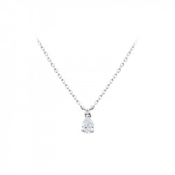 Elsa Lee Paris sterling silver necklace - one claws set pear shaped Cubic Zirconia 