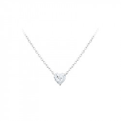 Elsa Lee Paris sterling silver necklace - one claws set heart shaped Cubic Zirconia 