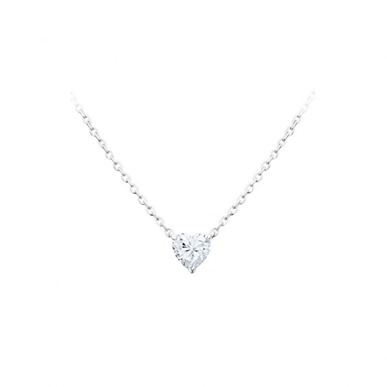 Elsa Lee Paris sterling silver necklace - one claws set heart shaped Cubic Zirconia 