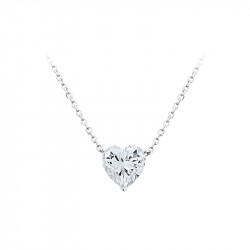 Elsa Lee Paris sterling silver necklace - one claws set heart shaped Cubic Zirconia 