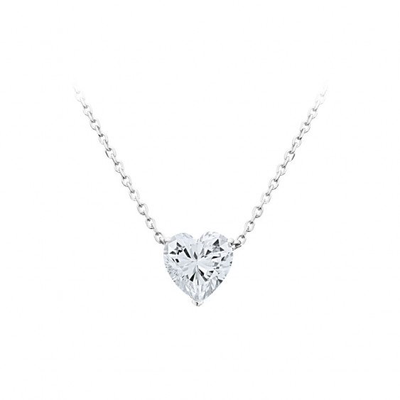 Elsa Lee Paris sterling silver necklace - one claws set heart shaped Cubic Zirconia 