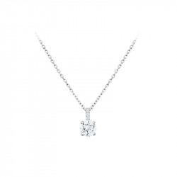 Elsa Lee Paris fine 925 sterling silver necklace - one silver chain, one claws set diamond cut Cubic Zirconia 