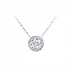 925 silver necklace with round cut pendant from the Timeless tradition collection of silver jewellery by Elsa Lee Paris 