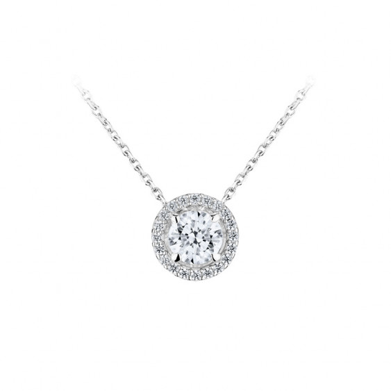 925 silver necklace with round cut pendant from the Timeless tradition collection of silver jewellery by Elsa Lee Paris 