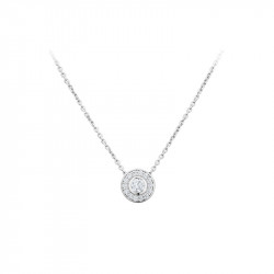 Elsa Lee Paris fine 925 sterling silver necklace - one silver chain, one close set diamond cut Cubic Zirconia and its crown of s