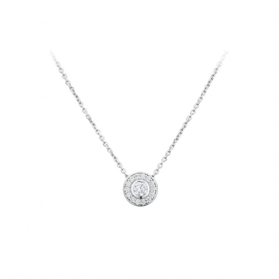 Elsa Lee Paris fine 925 sterling silver necklace - one silver chain, one close set diamond cut Cubic Zirconia and its crown of s