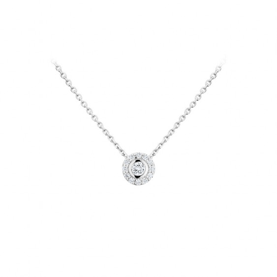 Elsa Lee Paris fine 925 sterling silver necklace - one silver chain, and 13 claws set Cubic Zirconia