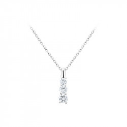 Collier collection Tradition Elsa Lee, chaîne en argent 925, troix oxydes de Zirconium blancs sur le pendentif