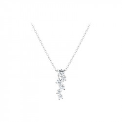 Collier collection Tradition Elsa Lee, chaîne en argent 925, 6 oxydes de Zirconium blancs sur le pendentif