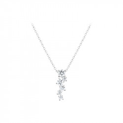 Elsa Lee Paris fine 925 sterling silver necklace - one silver chain, 6 claws set diamond cut Cubic Zirconia