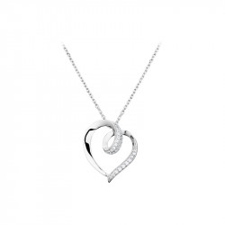 Collier en argent 925 Elsa Lee Paris, motif coeur en argent parsemé d'oxydes de Zirconium blancs