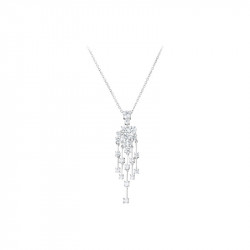 Elsa Lee Paris sterling silver necklace with flower shape pendant and clear Cubic Zirconia