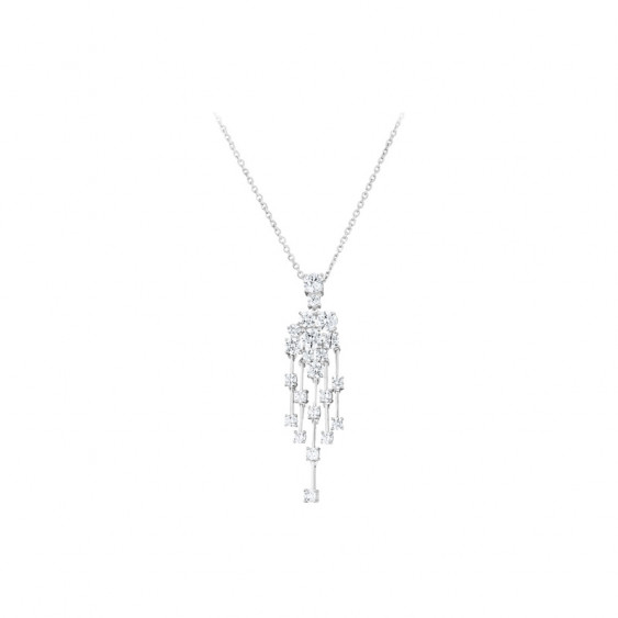 Elsa Lee Paris sterling silver necklace with flower shape pendant and clear Cubic Zirconia