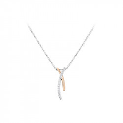 Collier Elsa Lee Paris, collection tendance, en argent 925 et motif croix avec oxydes de Zirconium et branche rhodiée rose