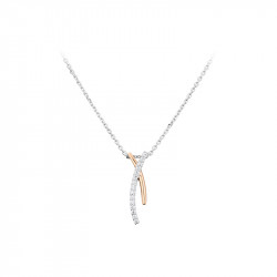 Elsa Lee Paris fine sterling silver necklace with pink rhodium-plating shape with 15 clear Cubic Zirconia