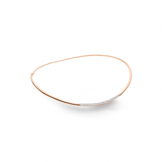 Elsa Lee Paris rigid sterling silver necklace - pink rhodium-plating rigid necklace with 73 clear Cubic Zirconia