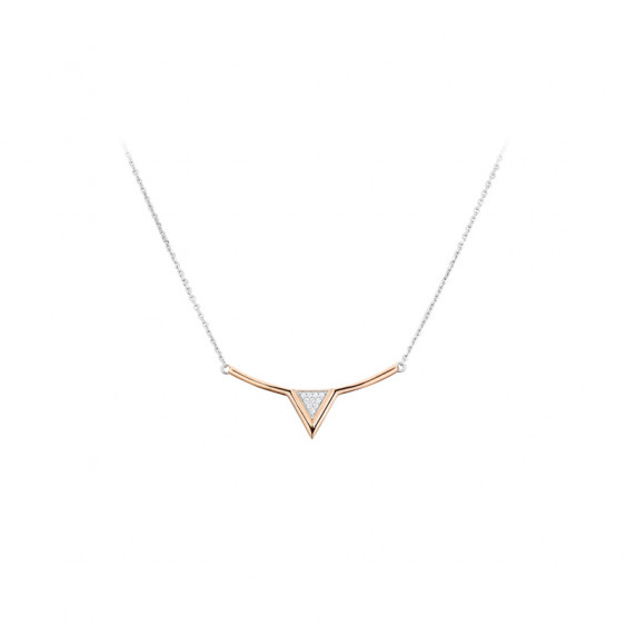 Collier Eden chaîne et argent rhodié rose Elsa Lee Paris, collection tendance, motif triangle