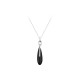 Elsa Lee Paris fine 925 sterling silver necklace - black enamel pendant with clear Cubic Zirconia