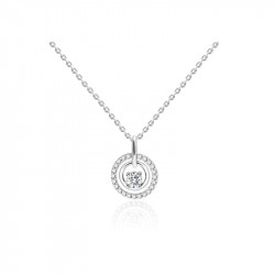 Elsa Lee Paris fine 925 sterling silver necklace -one silver chain, 1 claws set diamond cut Cubic Zirconia 4mm and its crown of 